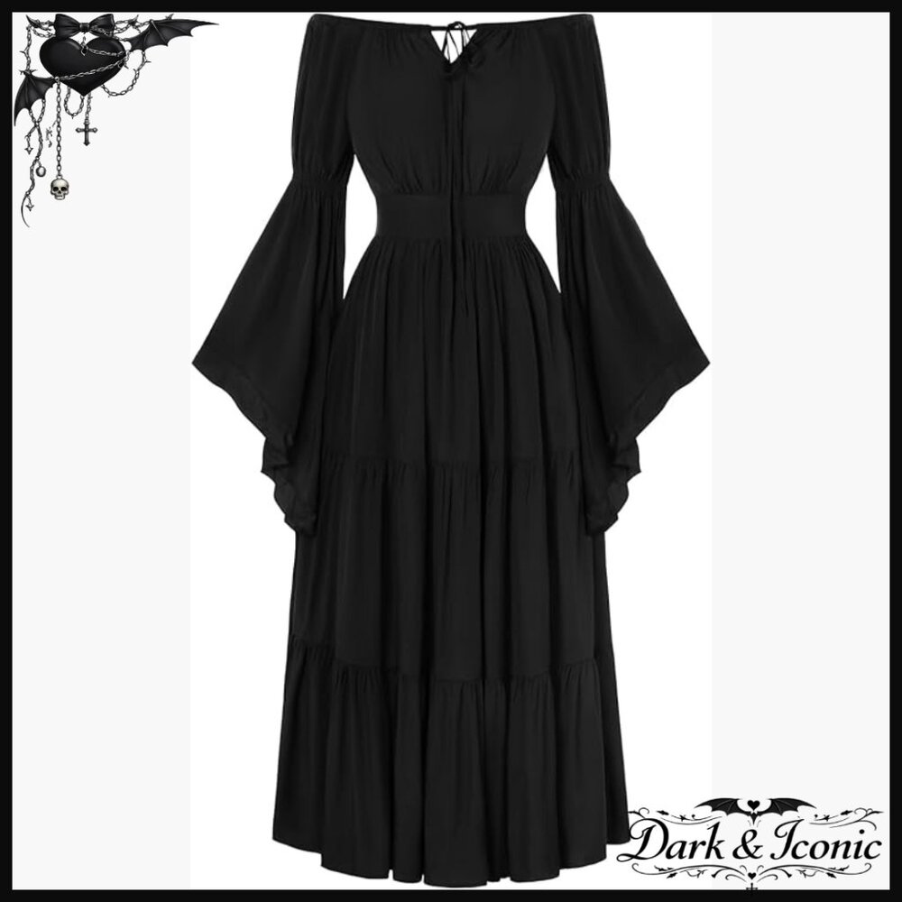 Renaissance Maxi Dress Off Shoulder Long Sleeve Flowy A-Line Costume